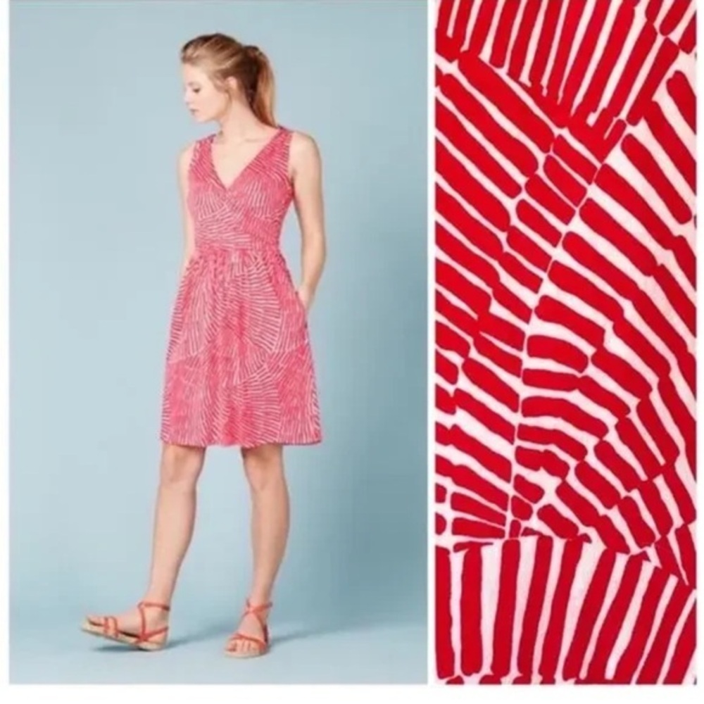 Boden Pretty Ruched Wrap Dress Red/corral Sleeveless size 8R